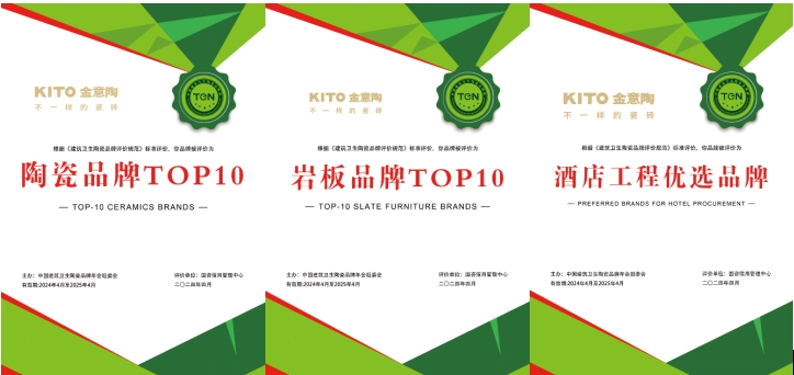 金意陶获“陶瓷品牌TOP10”“岩板品牌TOP10”等三项大奖(图2)