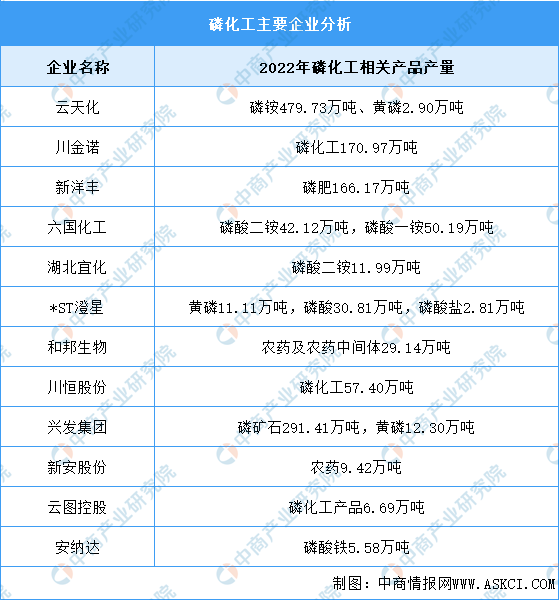 2023年磷化工主要产品及企业布局情况预测分析(图)(图2)